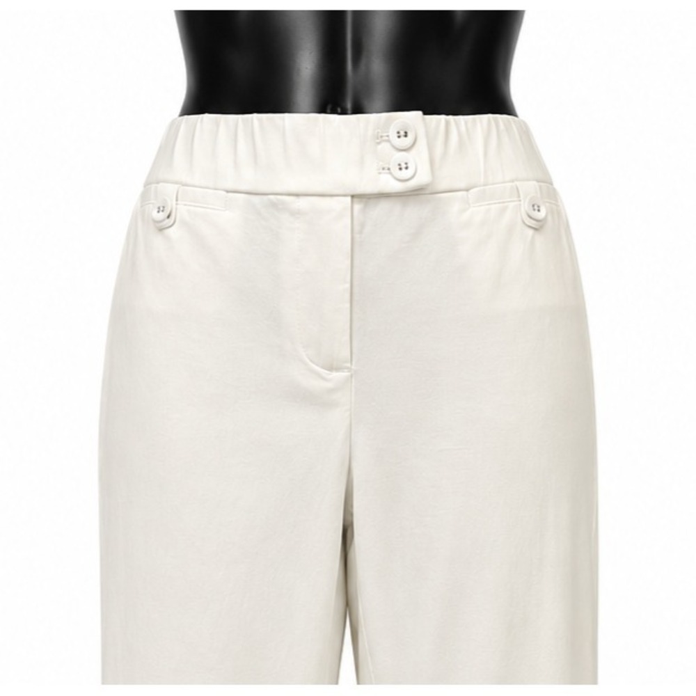 Chico's Womens Ankle Crop Pants Size 00 White Knit Cotton Elastic Waist Stretch - Picture 3 of 13